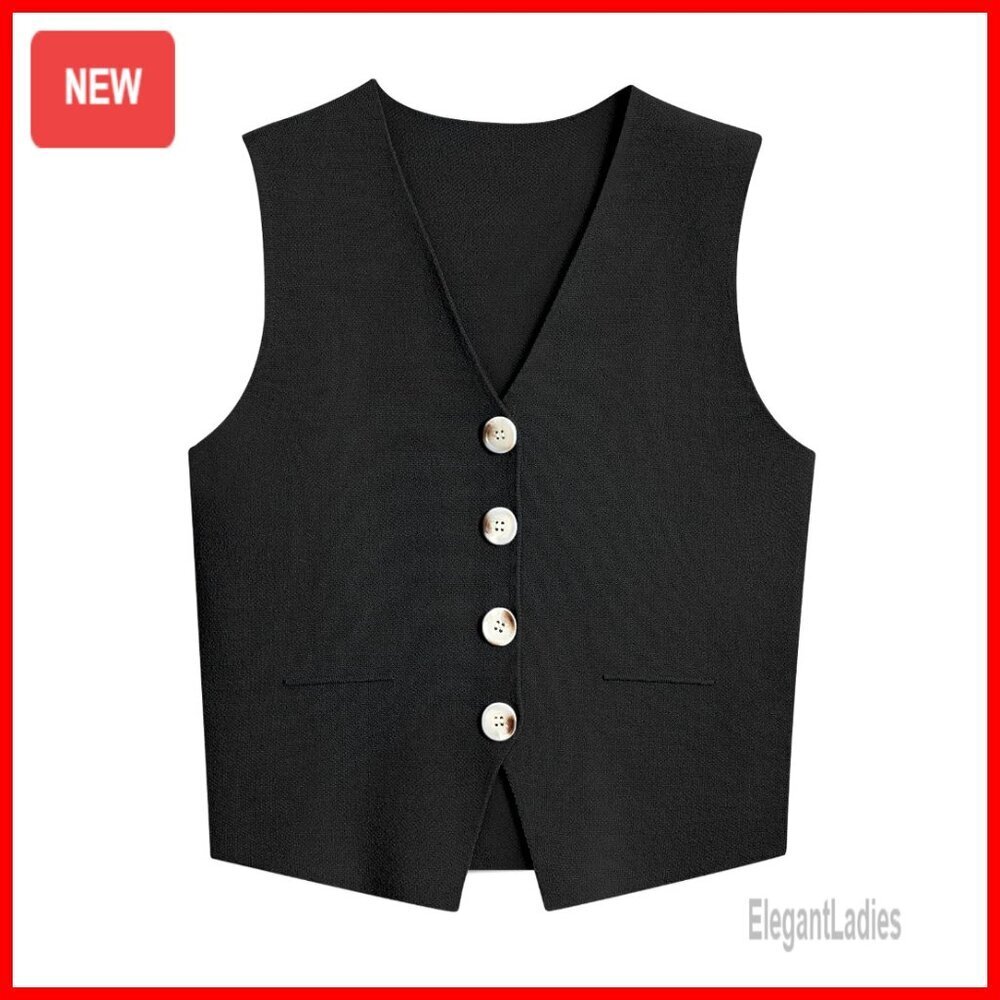 Sweater Vest Women's Button Up Knit Tank Top Business Casual Outfit